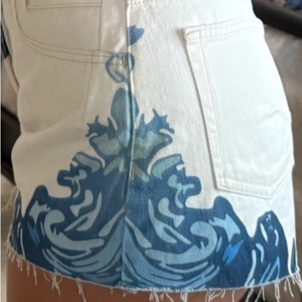 Anthropologie, Pilcro,The Devon Denim Shorts. Blue Ocean Wave Design. - Picture 3 of 10